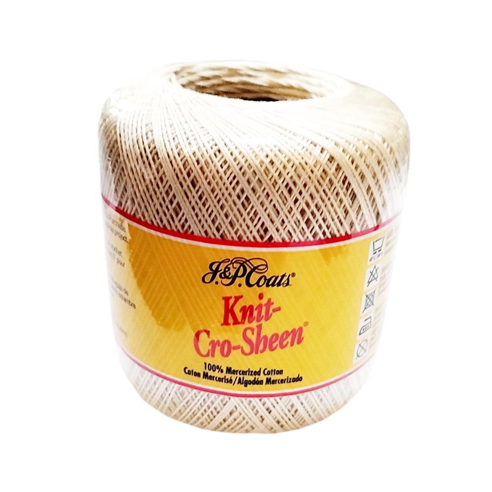 J&P Coats Knit-Cro-Sheen Yarn in Cream
